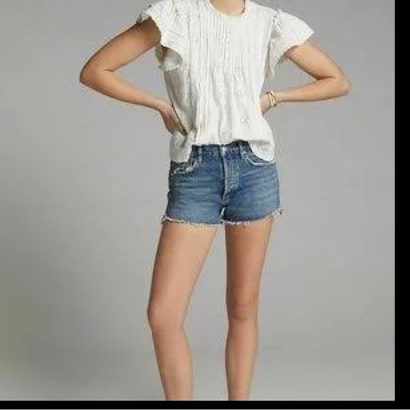 Agolde Shorts | Agolde Parker Ultra High-Rise Denim Shorts Distressed Sz. 27 - Picture 4 of 9